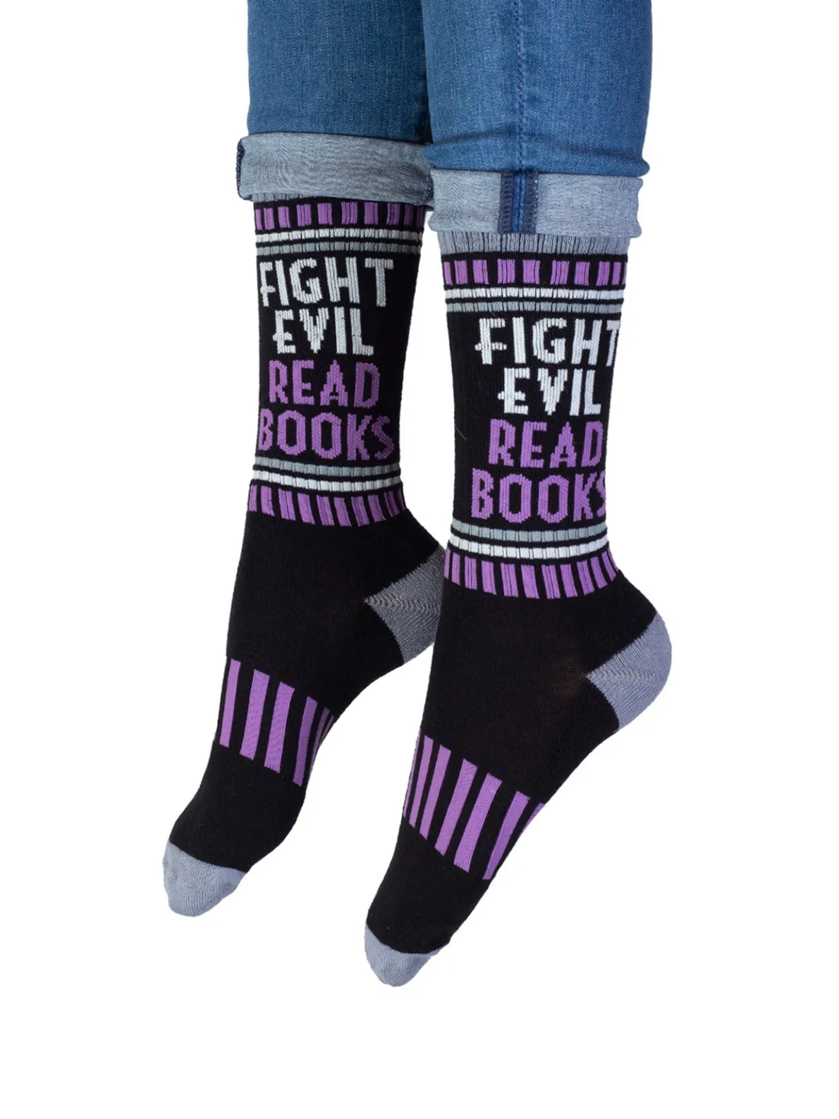 Fight Evil, Read Books gym socks