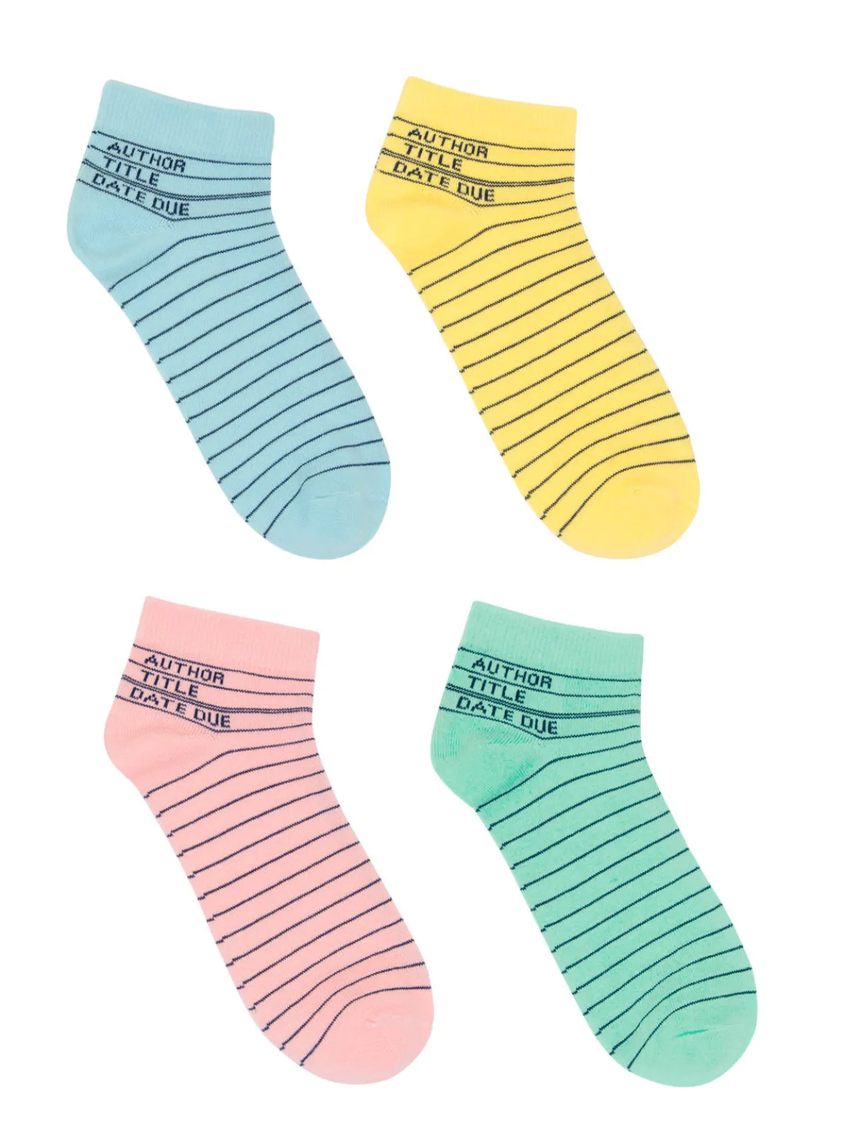 Library Card Ankle Socks 4-pack